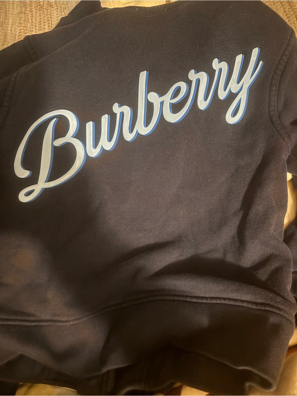 Burberry Black Crewneck with Light Blue and White Script - Kids Matching Set